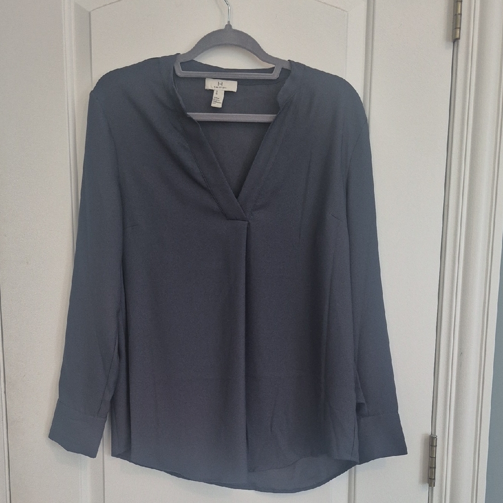Grey V-Neck Blouse